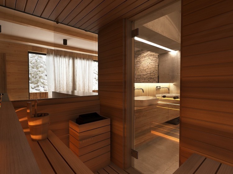 bathroom with sauna